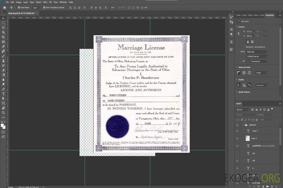 Acte de mariage aux États-Unis, dans l'Ohio template